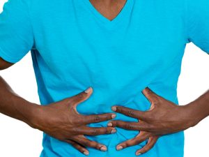 man with stomach pain