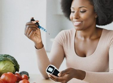 Black woman with a glucose tester