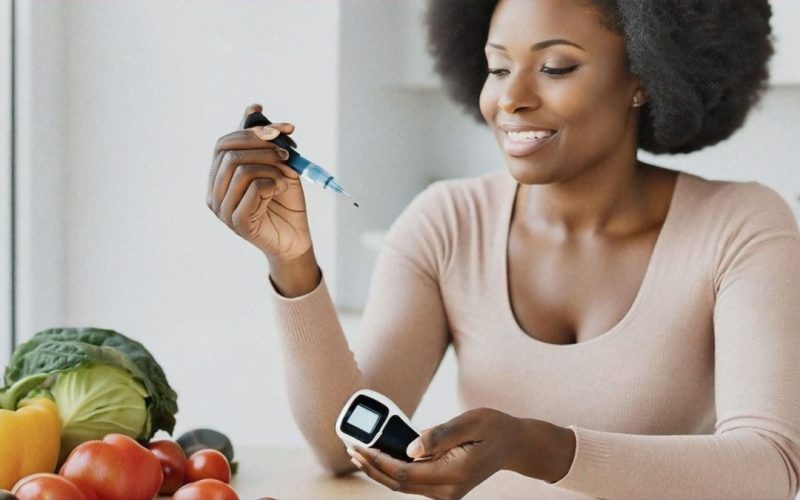 Black woman with a glucose tester