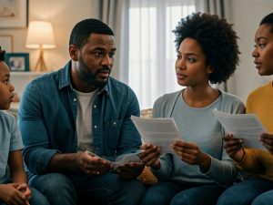 family talking with a health topic