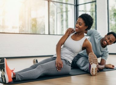 african american couple exercising