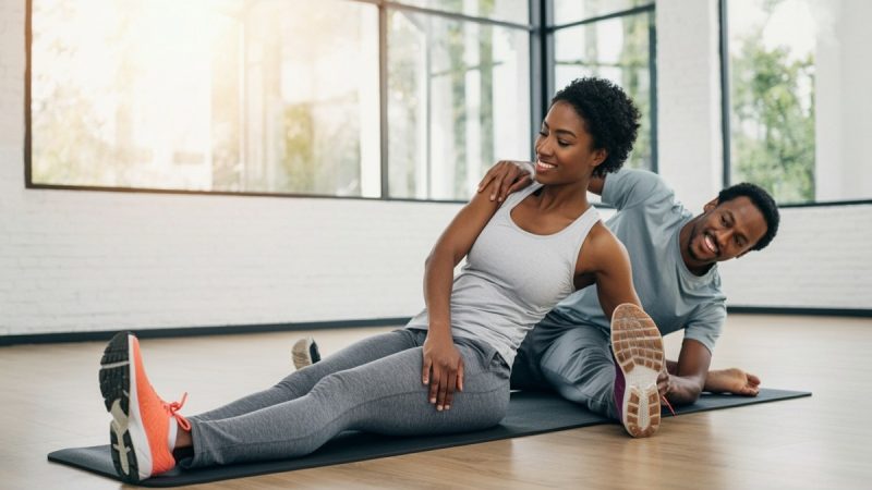 african american couple exercising